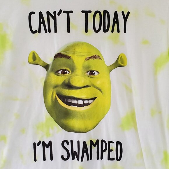 Shrek "Can't Today I'm Swamped" Tie-Dye Graphic Tee Cotton Blend Dreamworks - Picture 2 of 6